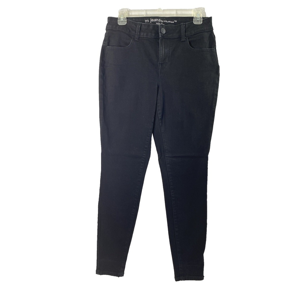 M Jeans Maurices Black Denim Jeans Women M 29" W  Mid Rise Skinny Stretch Comfy